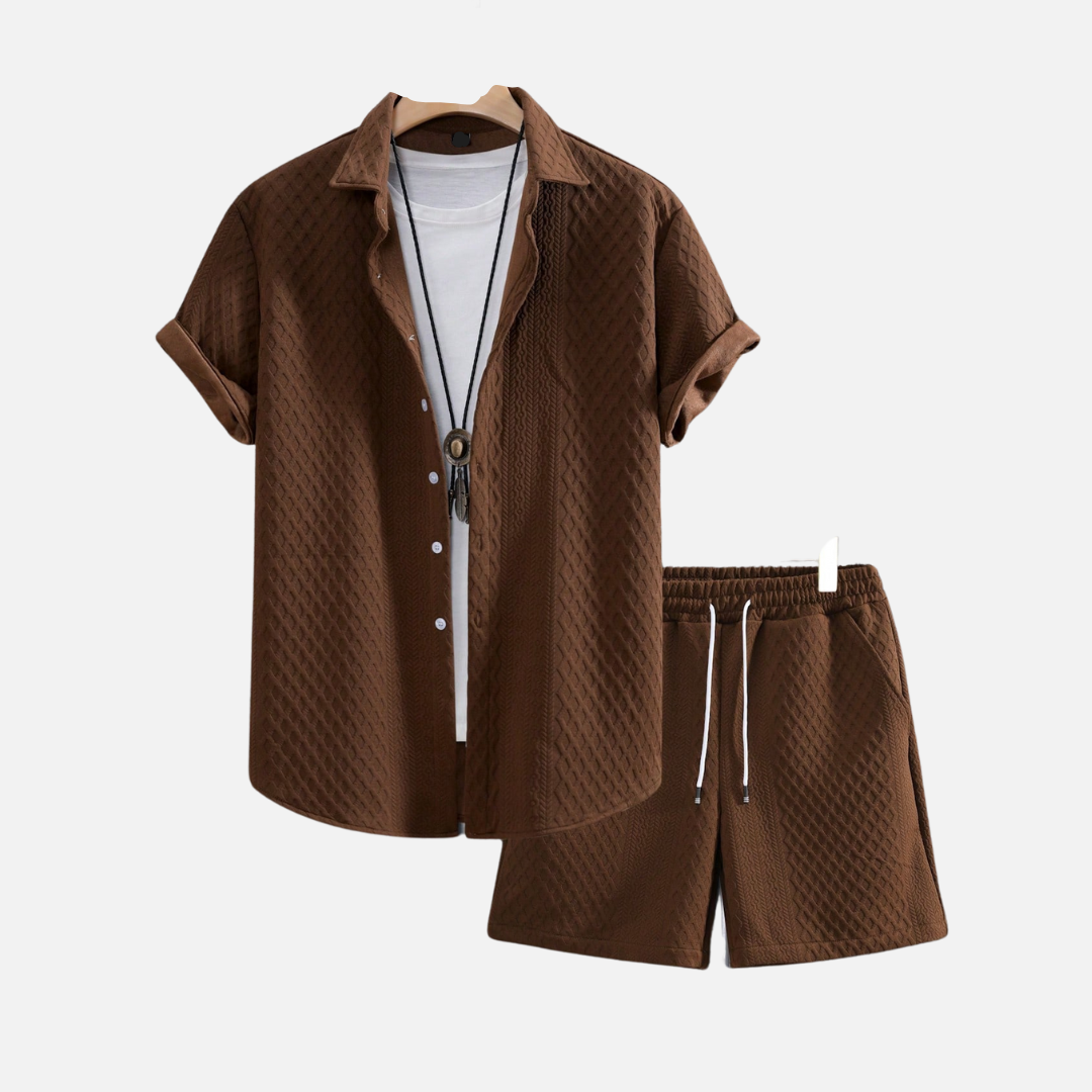 Avero AV87 – Conjunto de Verano Camisa y Short para Hombre