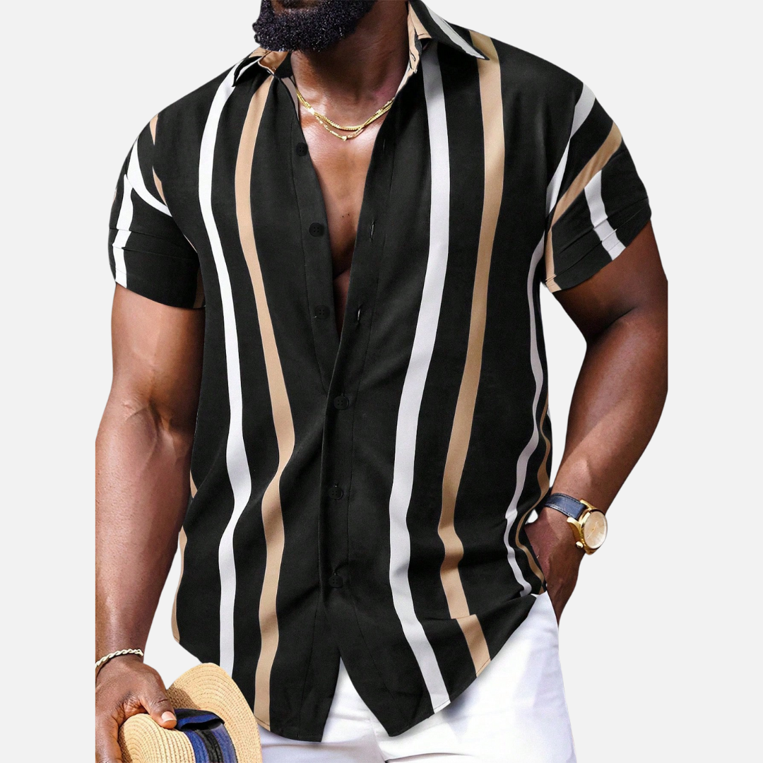 Avero AV95 – Camisa Rayada de Manga Corta para Hombre – Colección Manfinity Homme