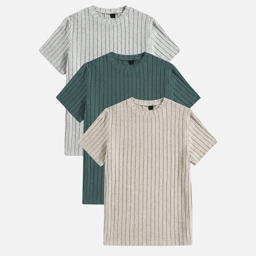 Avero AV16 – Pack x3 Remeras Texturadas para Hombre
