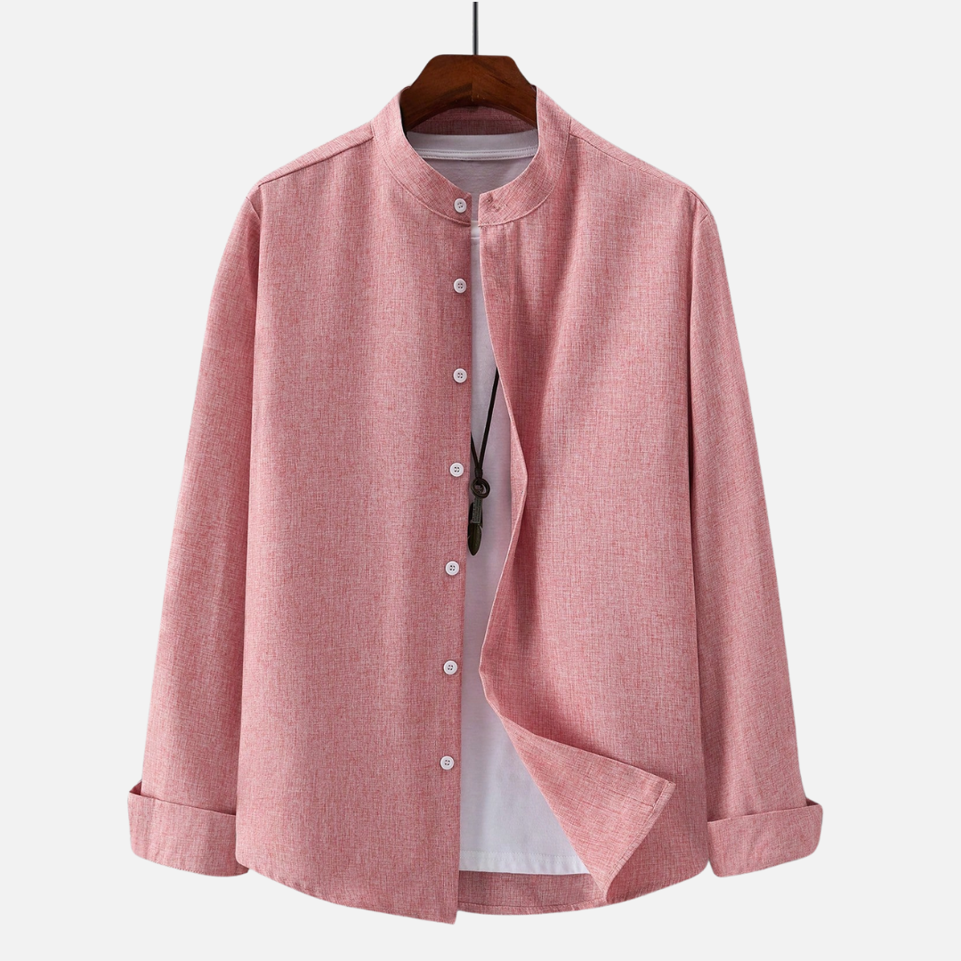 Avero AV28 – Camisa de Manga Larga con Cuello Mao para Hombre