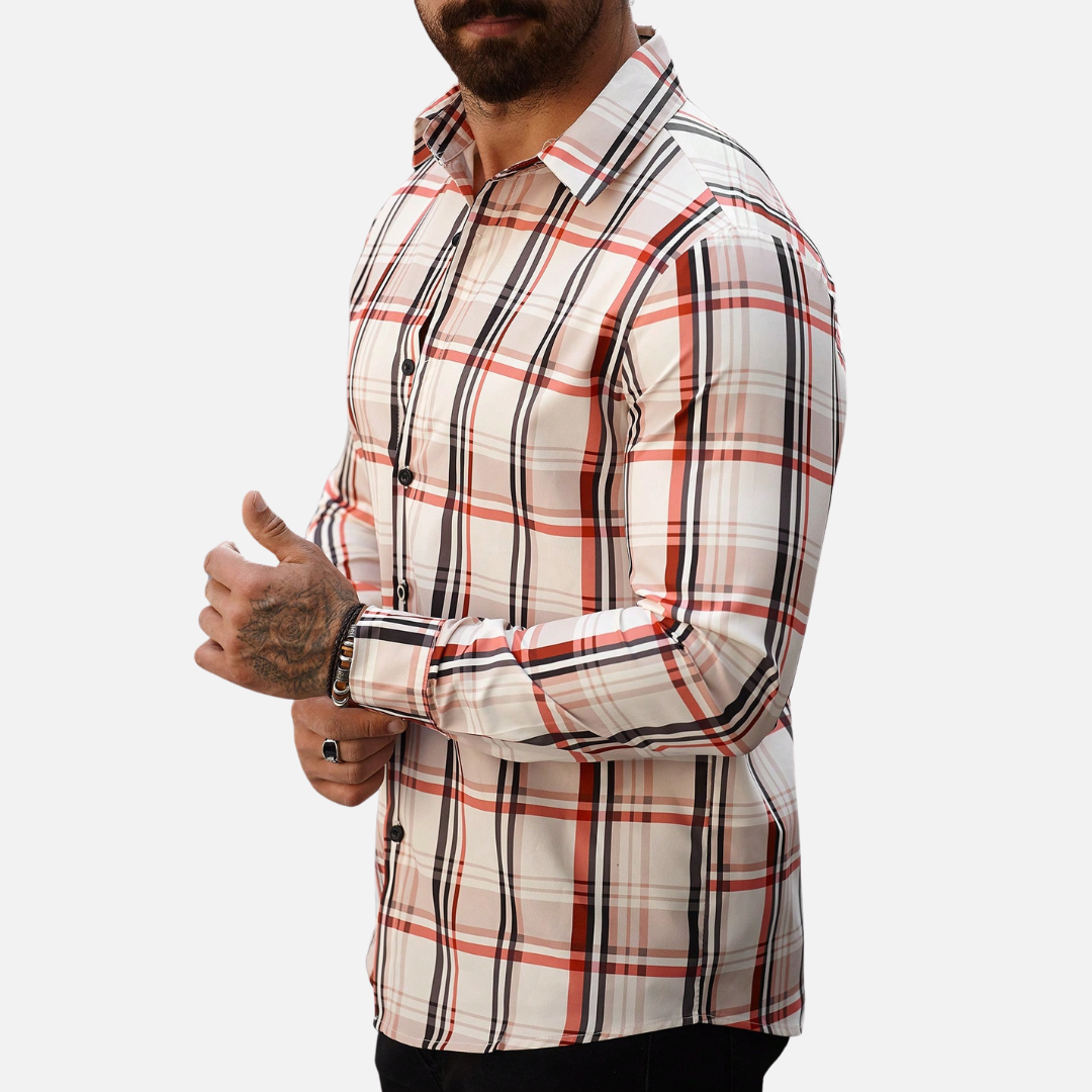 Avero AV29 – Camisa a Cuadros de Manga Larga para Hombre