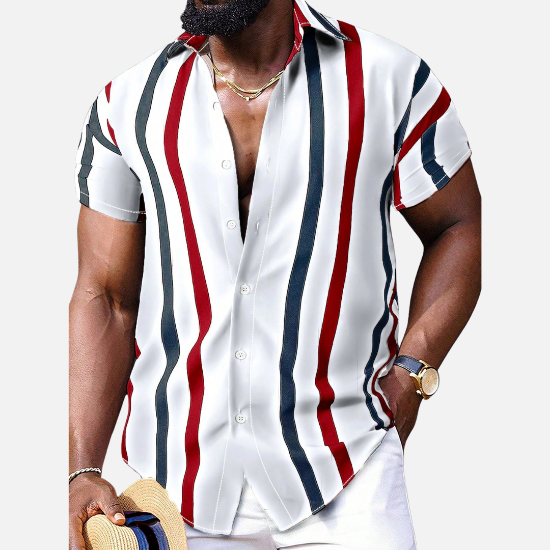 Avero AV95 – Camisa Rayada de Manga Corta para Hombre – Colección Manfinity Homme