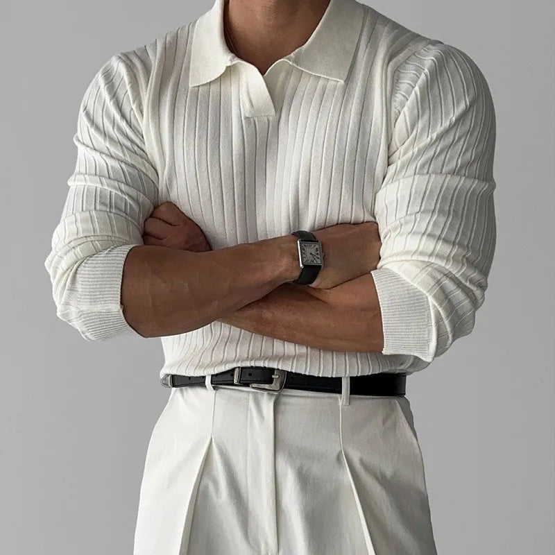 Camiseta Polo de Hombre Lujo con Escote en V