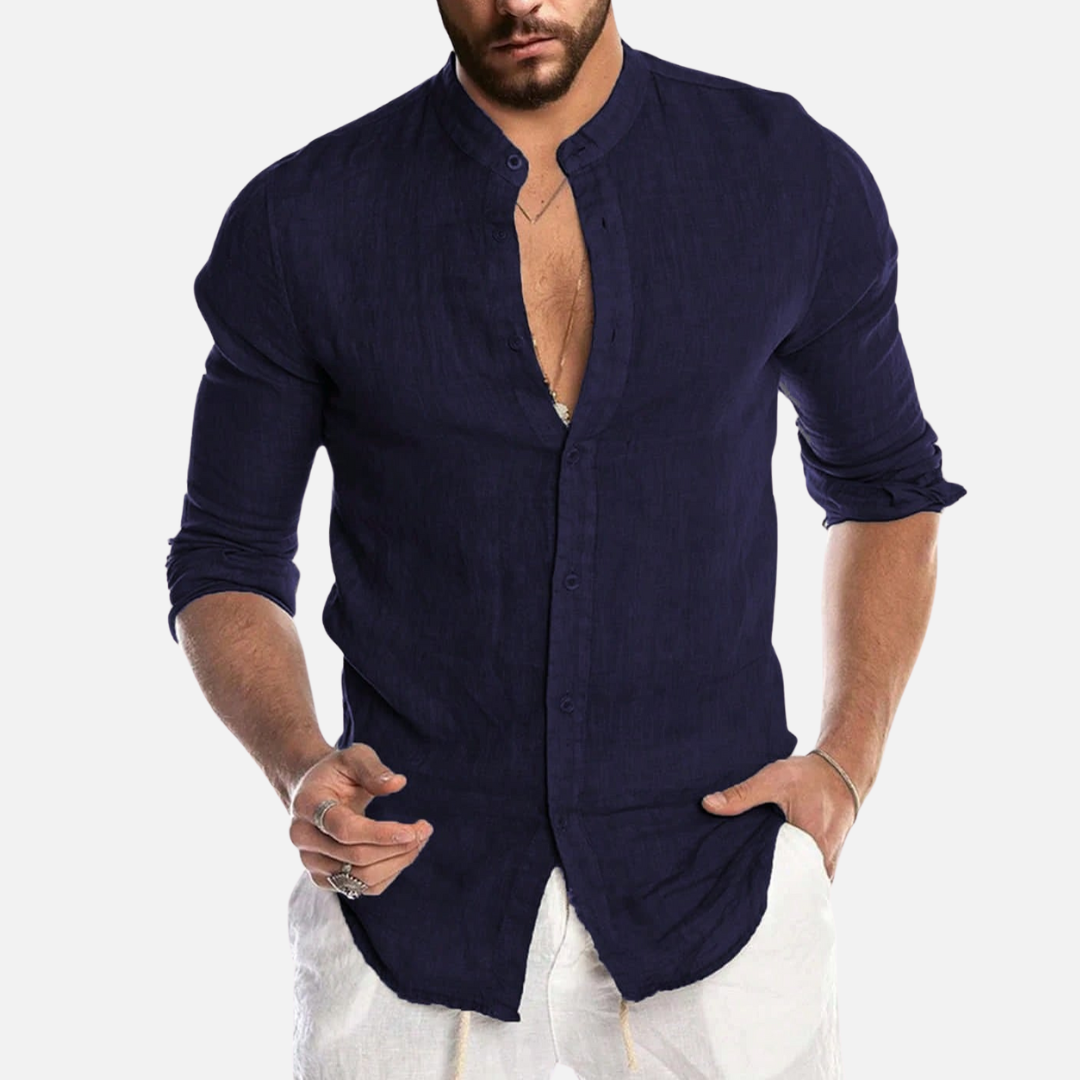 Avero AV36 Men’s Long-Sleeve Grandad Collar Shirt