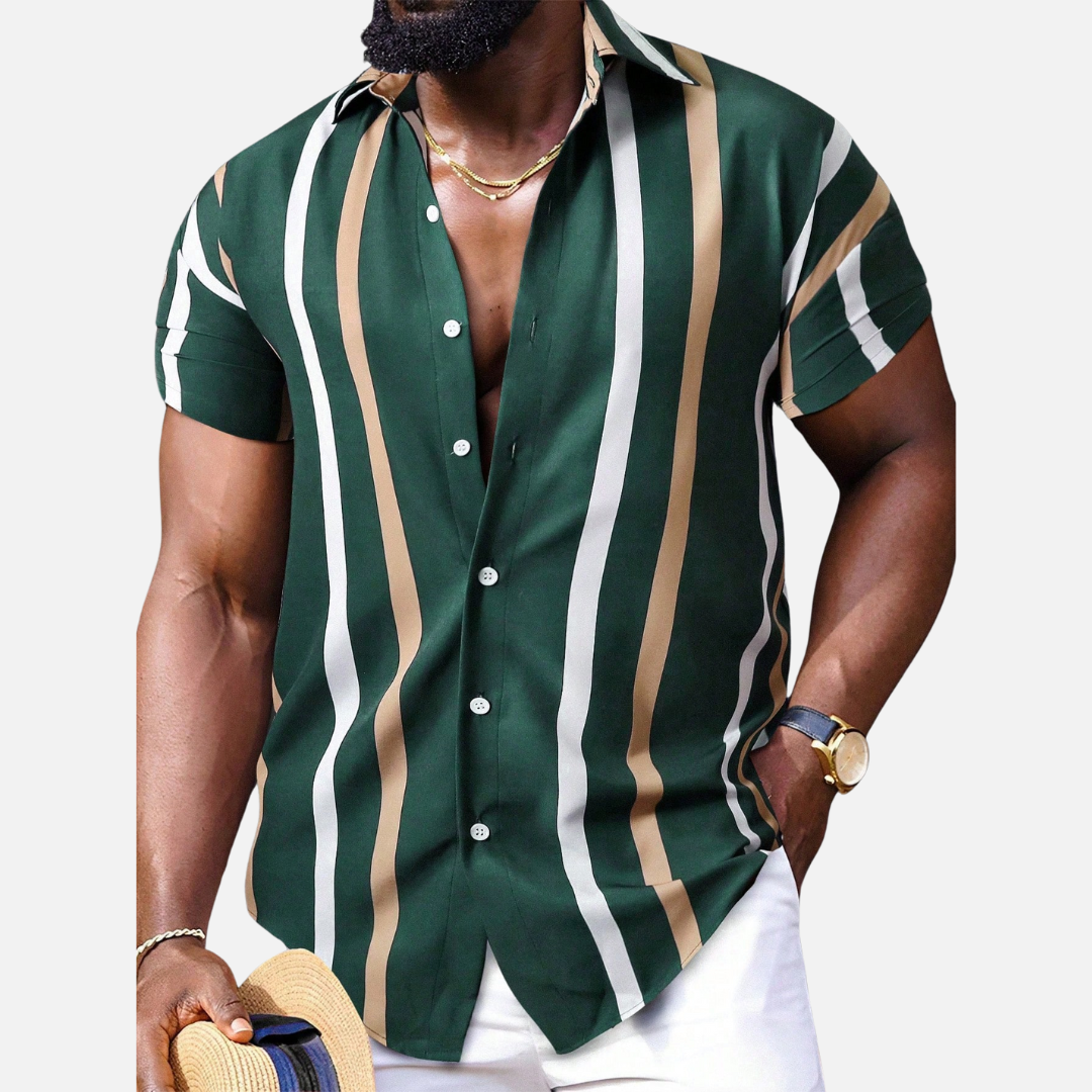 Avero AV95 – Camisa Rayada de Manga Corta para Hombre – Colección Manfinity Homme
