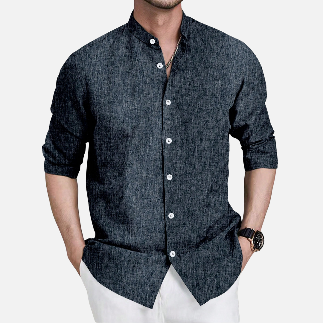 Avero AV28 – Camisa de Manga Larga con Cuello Mao para Hombre
