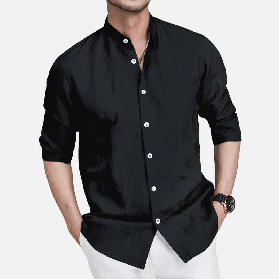 Avero AV28 – Camisa de Manga Larga con Cuello Mao para Hombre