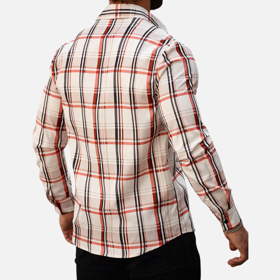 Avero AV29 – Camisa a Cuadros de Manga Larga para Hombre
