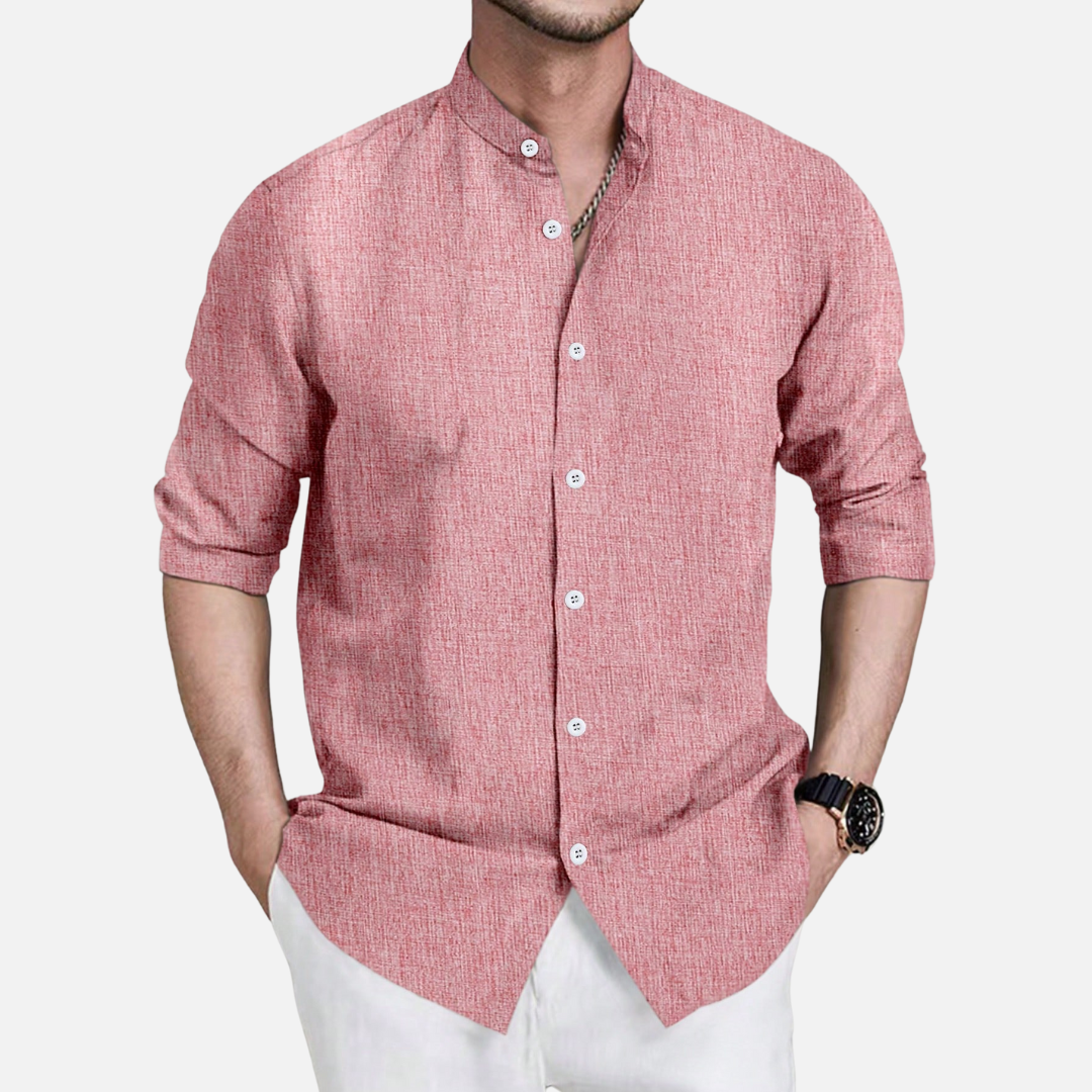 Avero AV28 – Camisa de Manga Larga con Cuello Mao para Hombre
