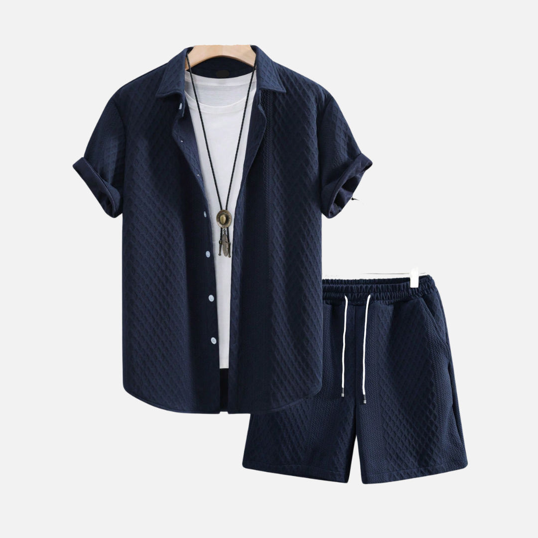 Avero AV87 – Conjunto de Verano Camisa y Short para Hombre