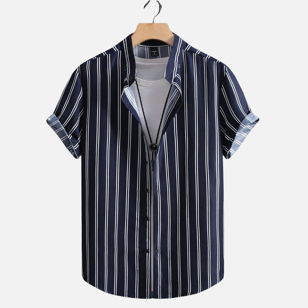 Avero AV58 – Camisa Rayada de Manga Corta para Hombre