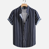 Avero AV58 – Camisa Rayada de Manga Corta para Hombre