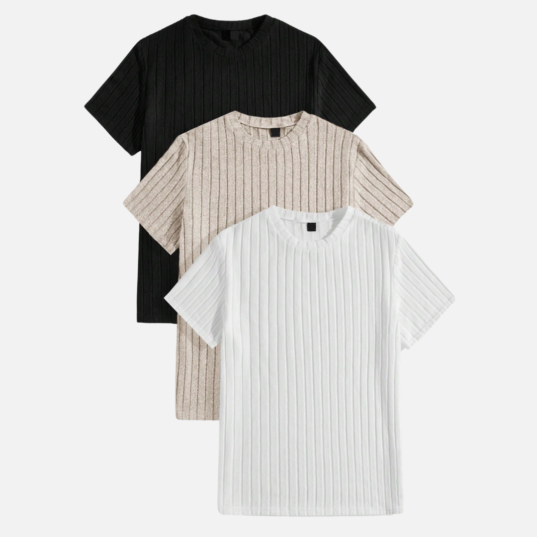 Avero AV16 – Pack x3 Remeras Texturadas para Hombre