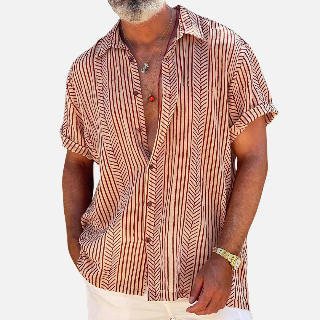 Avero AV32 – Camisa Playera Geométrica de Manga Corta para Hombre
