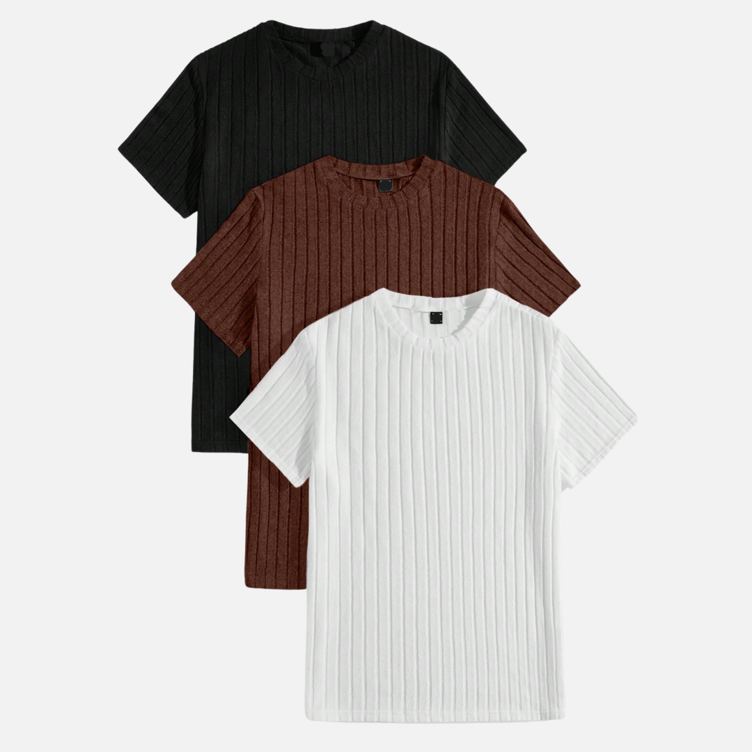 Avero AV16 – Pack x3 Remeras Texturadas para Hombre