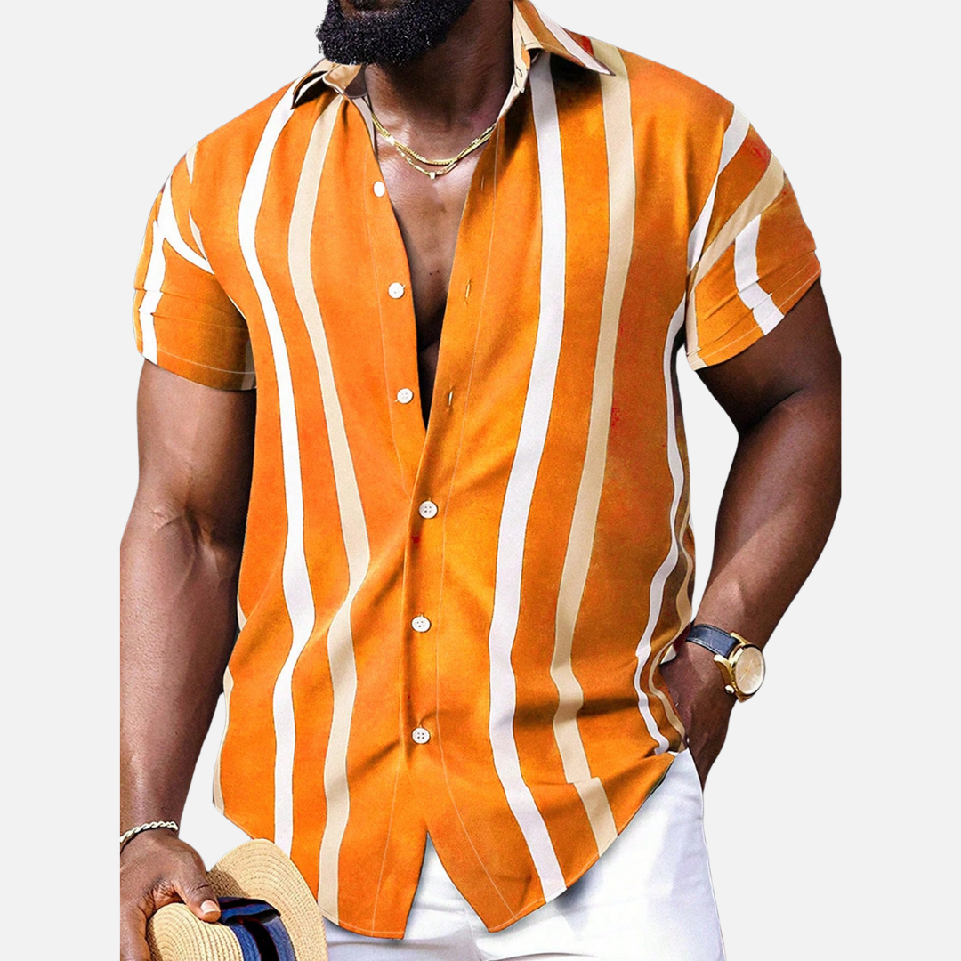 Avero AV95 – Camisa Rayada de Manga Corta para Hombre – Colección Manfinity Homme
