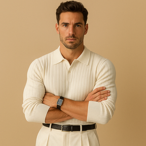 Camiseta Polo de Hombre Lujo con Escote en V