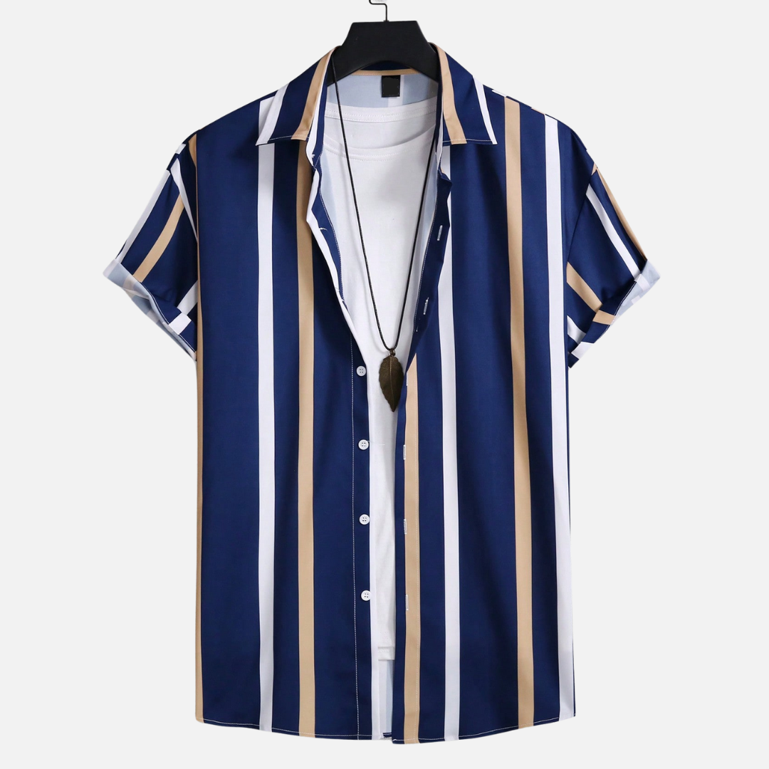 Avero AV95 – Camisa Rayada de Manga Corta para Hombre – Colección Manfinity Homme