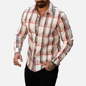 Avero AV29 – Camisa a Cuadros de Manga Larga para Hombre