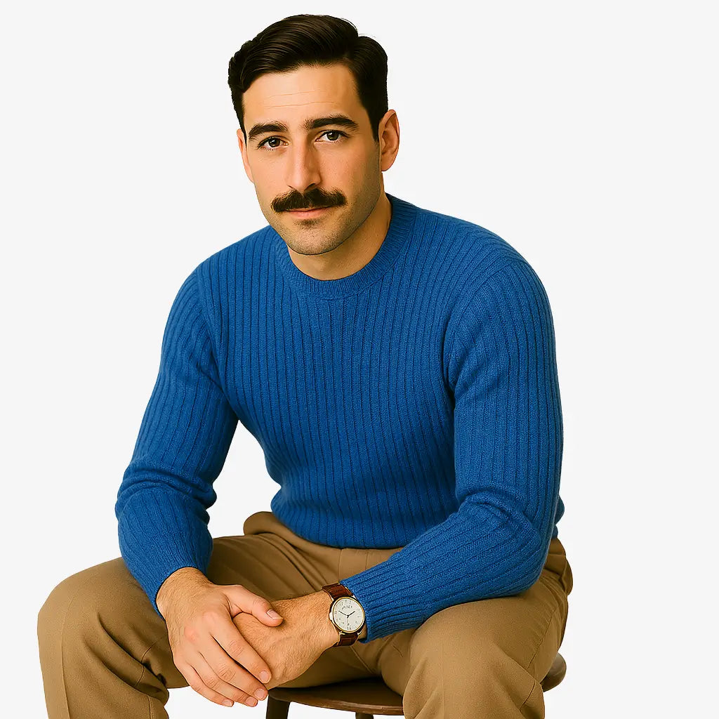 Suéter Masculino de Tejido Grueso en Lana y Algodón