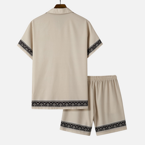 Avero AV38 – Conjunto Camisa y Short con Estampa Geométrica para Hombre